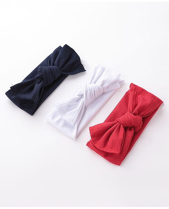Babyhug Free Size Head Band with Bow Applique  Set of 3 - Red White & Black