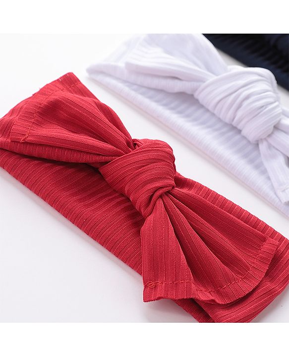 Babyhug Free Size Head Band with Bow Applique  Set of 3 - Red White & Black