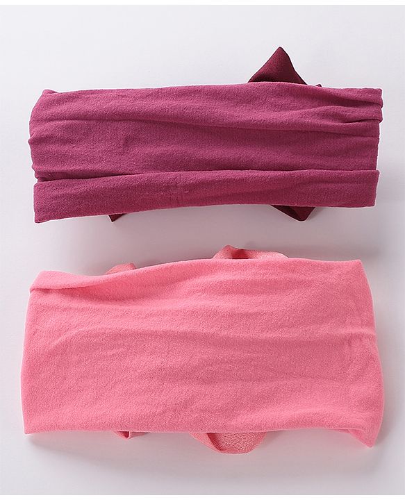 Babyhug Free Size Headbands with Bow Applique Pack of 2 - Maroon & Dark Pink