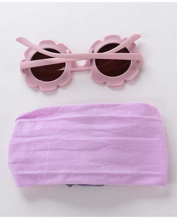 Babyhug Free Size Headband With Flower Applique & Sunglasses - Purple