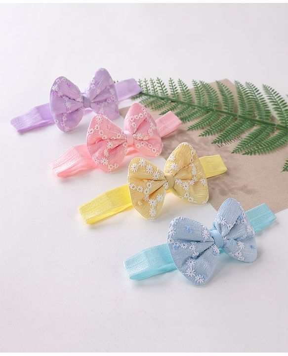 Babyhug Free Size Headbands  with Bow Applique Pack of 4 - Multicolour