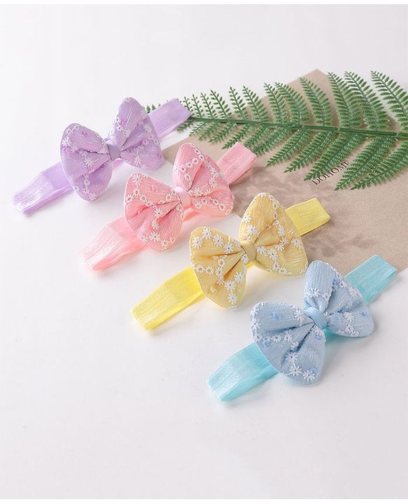 Babyhug Free Size Headbands  with Bow Applique Pack of 4 - Multicolour