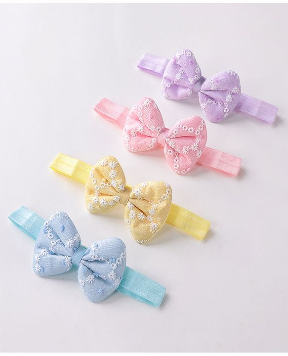 Babyhug Free Size Headbands  with Bow Applique Pack of 4 - Multicolour