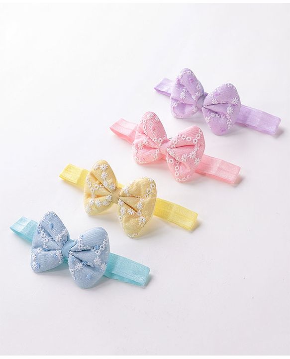 Babyhug Free Size Headbands  with Bow Applique Pack of 4 - Multicolour