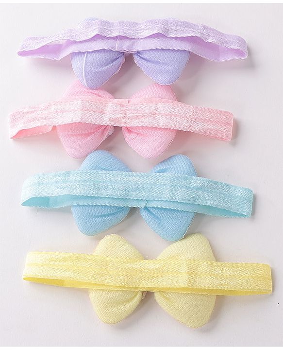 Babyhug Free Size Headbands  with Bow Applique Pack of 4 - Multicolour