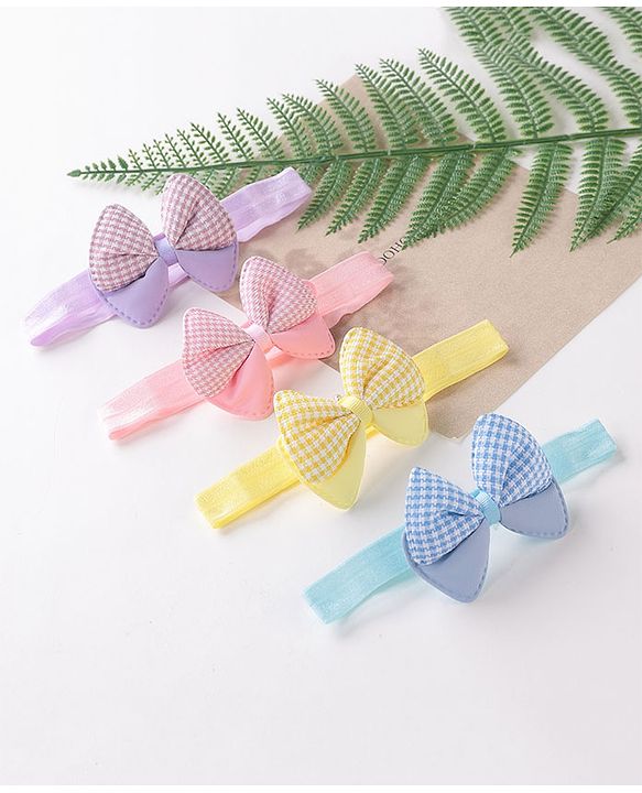 Babyhug Free Size Headbands  with Bow Applique Pack of 4 - Multicolour