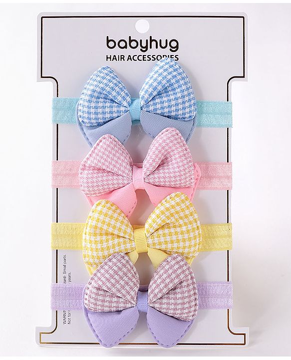 Babyhug Free Size Headbands  with Bow Applique Pack of 4 - Multicolour