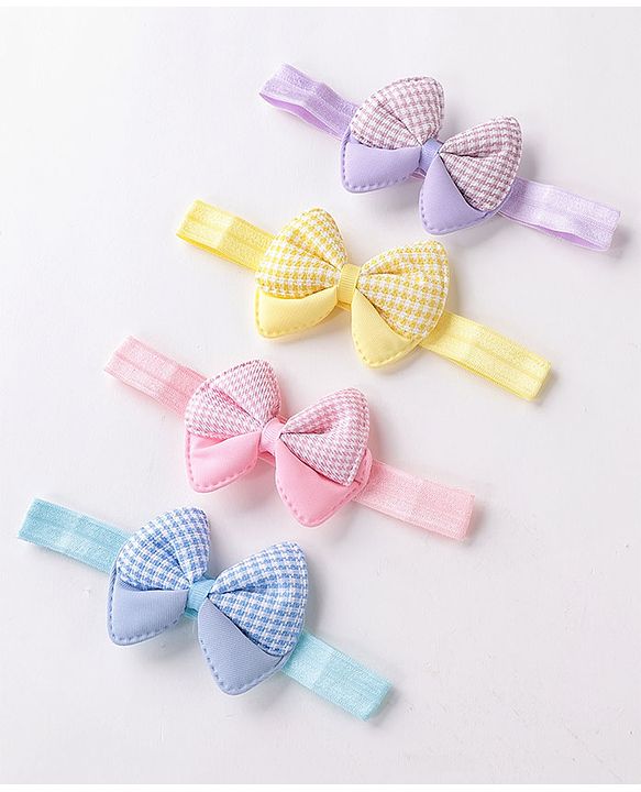 Babyhug Free Size Headbands  with Bow Applique Pack of 4 - Multicolour