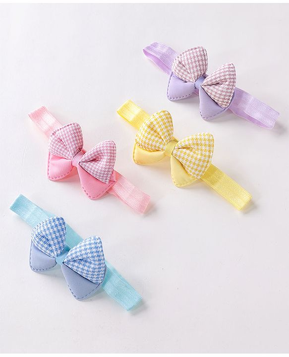 Babyhug Free Size Headbands  with Bow Applique Pack of 4 - Multicolour