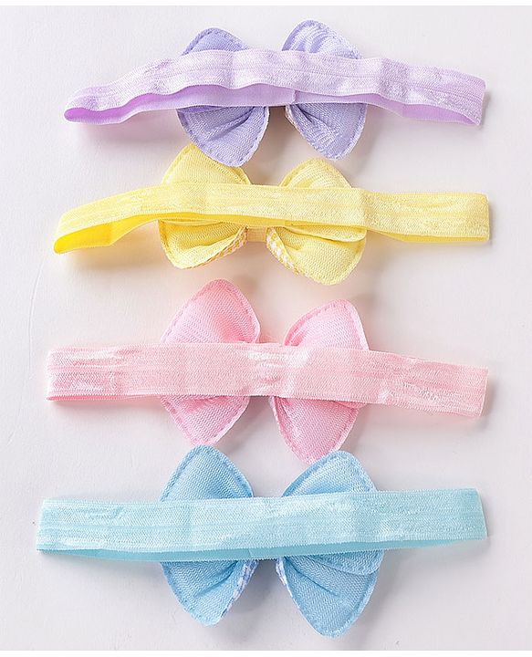 Babyhug Free Size Headbands  with Bow Applique Pack of 4 - Multicolour