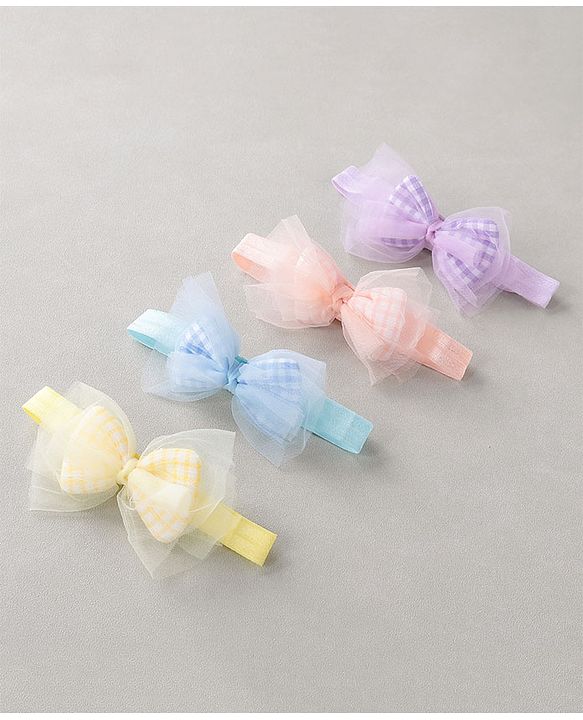 Babyhug Free Size Headbands  with Bow Applique Pack of 4 - Multicolour