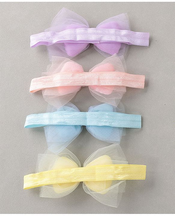 Babyhug Free Size Headbands  with Bow Applique Pack of 4 - Multicolour