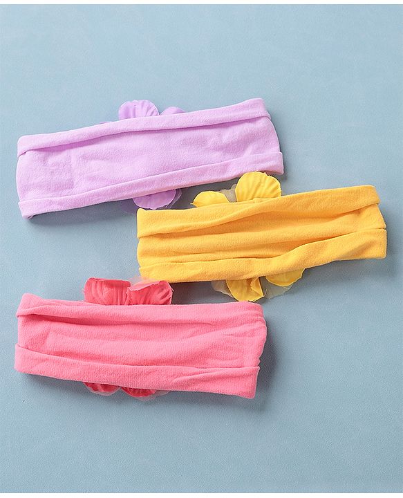 Babyhug Headbands Free Size Pack of 3 - Yellow & Purple