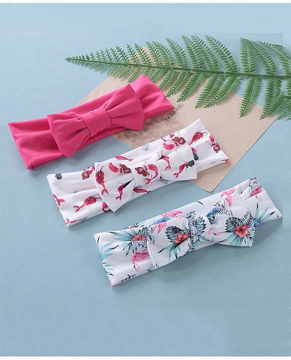 Babyhug Free Size Headbands  with Bow Applique Pack of 3 - Multicolour