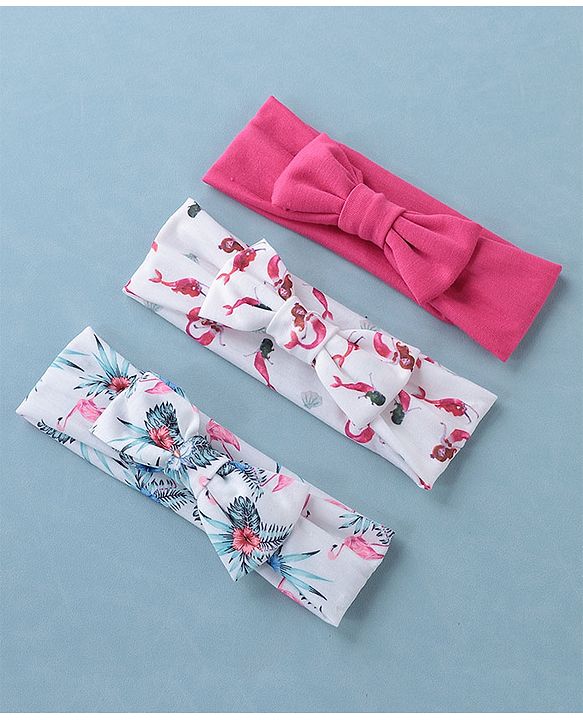 Babyhug Free Size Headbands  with Bow Applique Pack of 3 - Multicolour