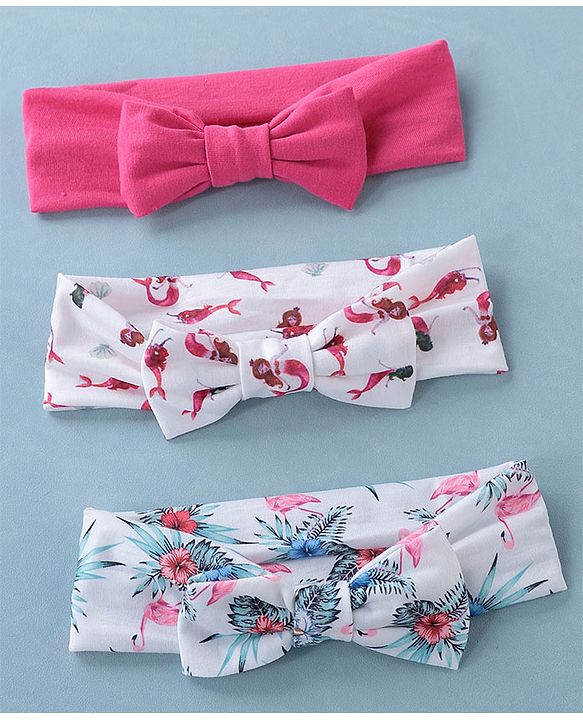 Babyhug Free Size Headbands  with Bow Applique Pack of 3 - Multicolour