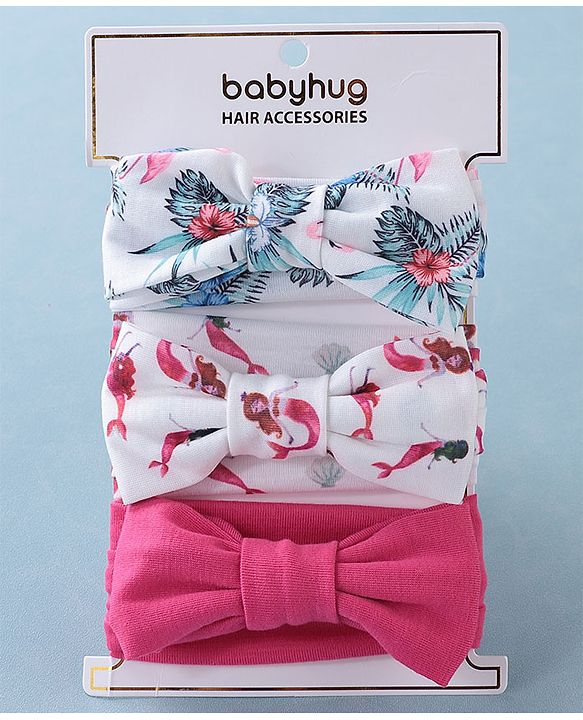 Babyhug Free Size Headbands  with Bow Applique Pack of 3 - Multicolour