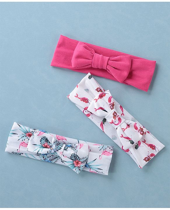 Babyhug Free Size Headbands  with Bow Applique Pack of 3 - Multicolour