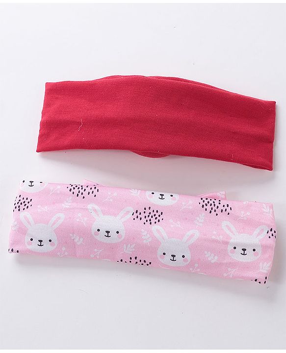 Babyhug Free Size Headbands  with Printed Bow & Bun Applique Pack of 2 - Multicolour