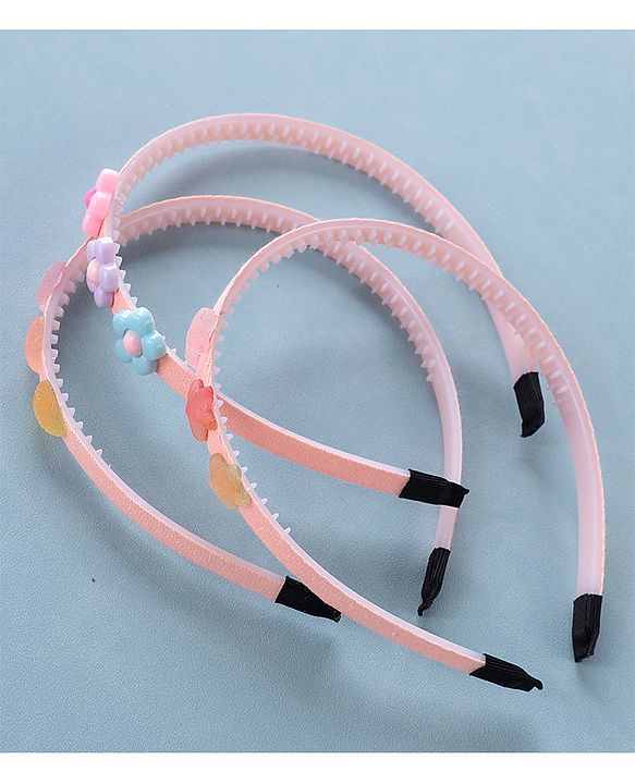 Babyhug Hair Bands With Flower & Star Applique Free Size Pack of 3- Peach