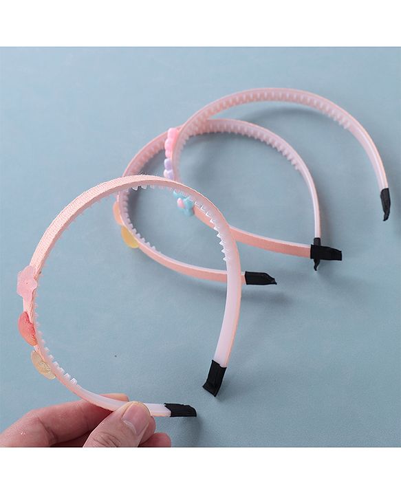 Babyhug Hair Bands With Flower & Star Applique Free Size Pack of 3- Peach