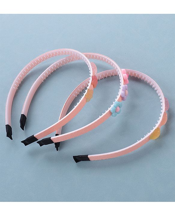 Babyhug Hair Bands With Flower & Star Applique Free Size Pack of 3- Peach