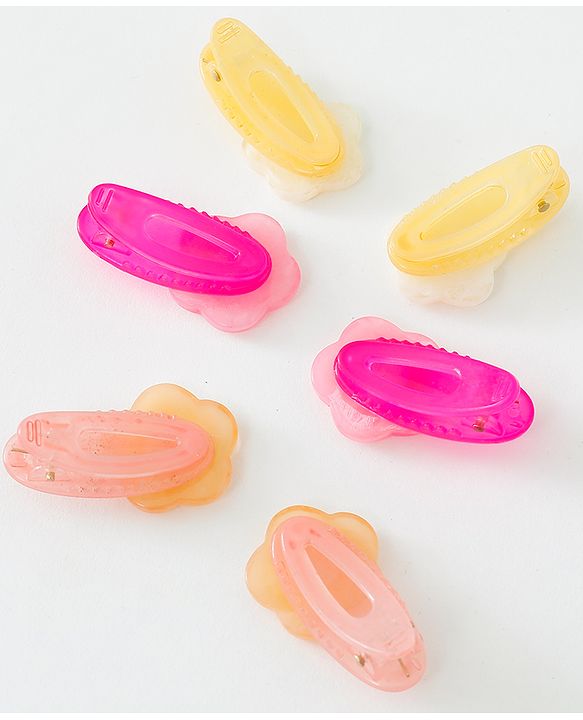 Babyhug Free Size Hair Clips Floral Design Pack of 6- Multicolor