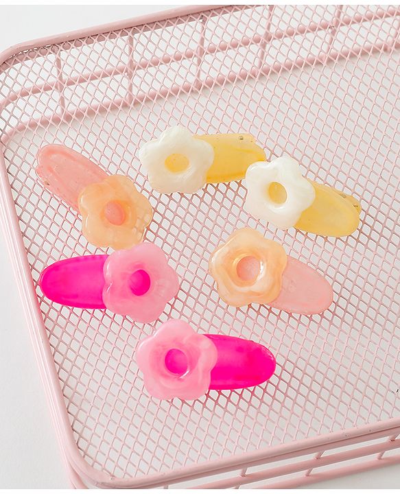 Babyhug Free Size Hair Clips Floral Design Pack of 6- Multicolor