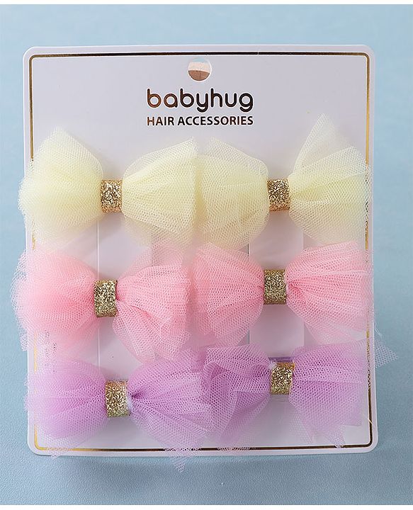 Babyhug Bow & Butterfly Clips -Multicolor