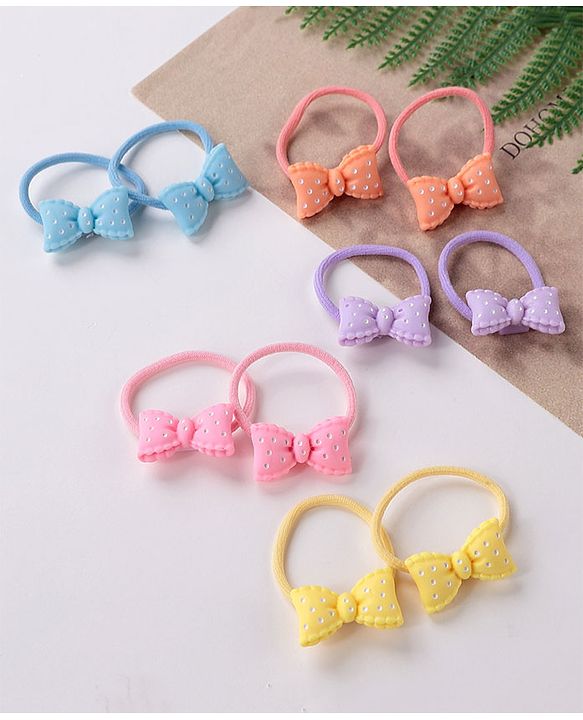 Babyhug Bow Applique Rubber Bands Pack Of 10 - Multicolor