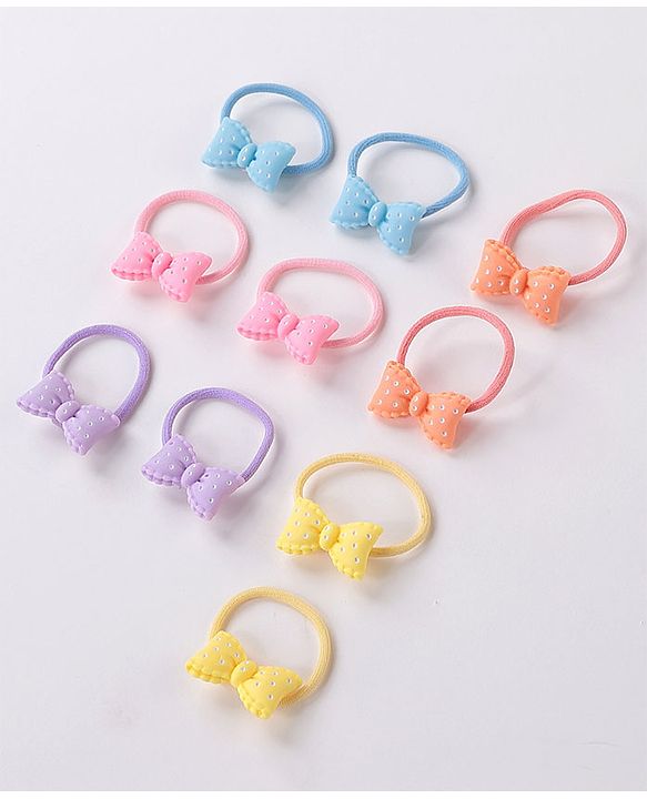 Babyhug Bow Applique Rubber Bands Pack Of 10 - Multicolor