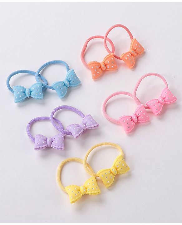 Babyhug Bow Applique Rubber Bands Pack Of 10 - Multicolor