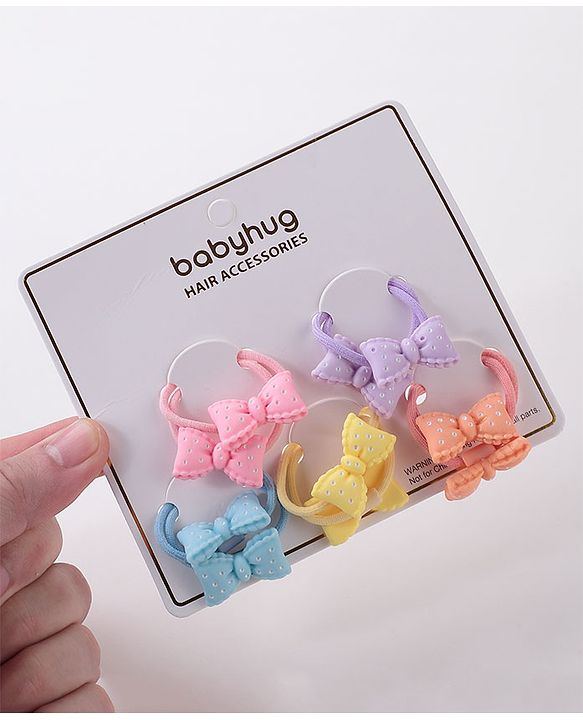 Babyhug Bow Applique Rubber Bands Pack Of 10 - Multicolor