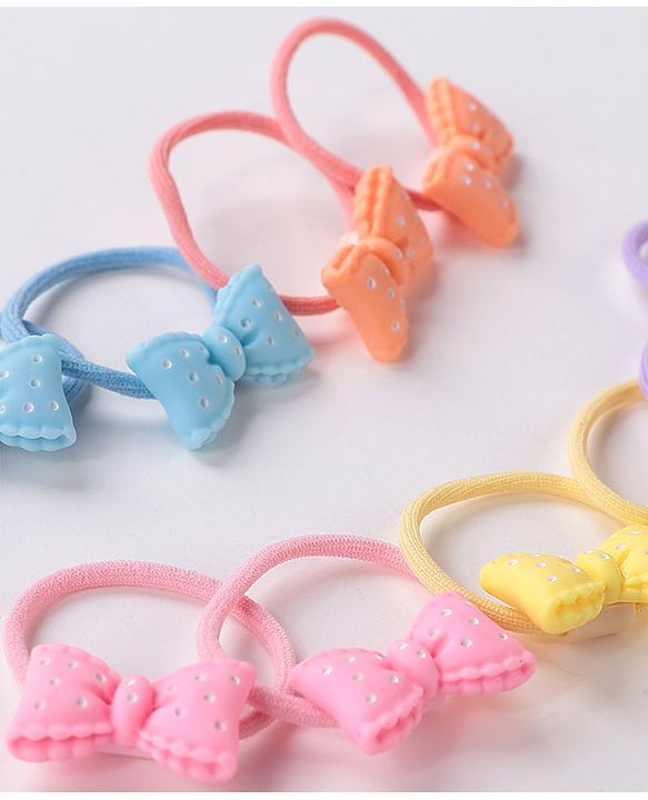 Babyhug Bow Applique Rubber Bands Pack Of 10 - Multicolor