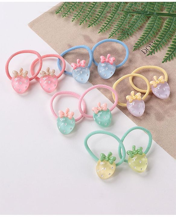 Babyhug Strawberry Rubber Bands Pack Of 10 -  Multicolor