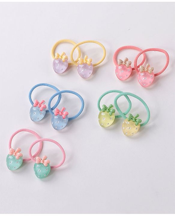 Babyhug Strawberry Rubber Bands Pack Of 10 -  Multicolor