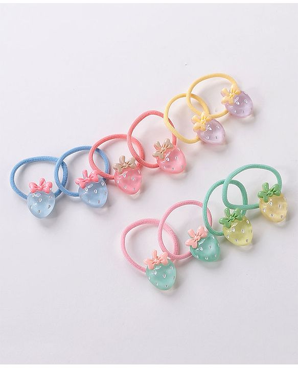 Babyhug Strawberry Rubber Bands Pack Of 10 -  Multicolor