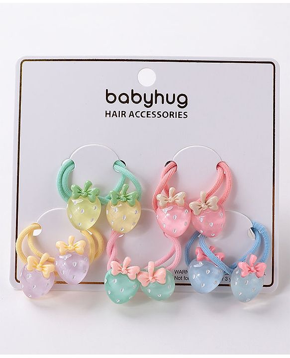Babyhug Strawberry Rubber Bands Pack Of 10 -  Multicolor