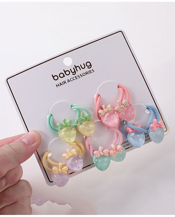 Babyhug Strawberry Rubber Bands Pack Of 10 -  Multicolor