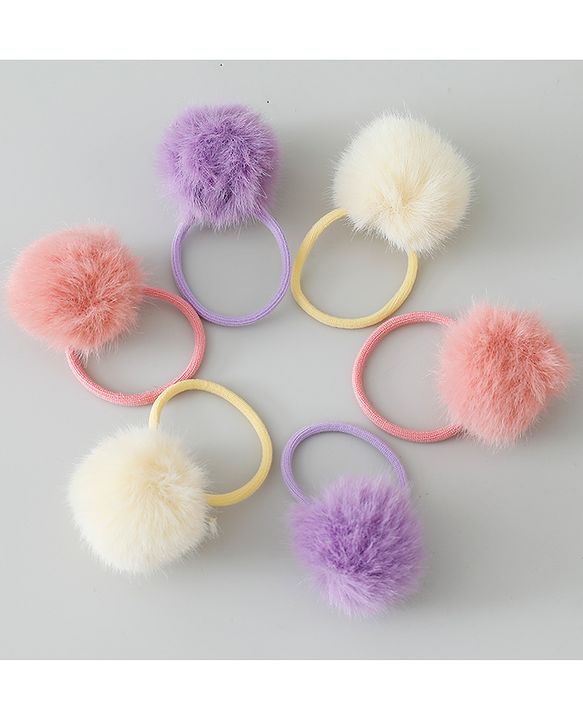 Babyhug Rubber Bands & Scrunchies Sets Pack of 3 - Purple Pink & White