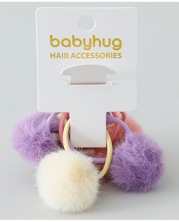Babyhug Rubber Bands & Scrunchies Sets Pack of 3 - Purple Pink & White