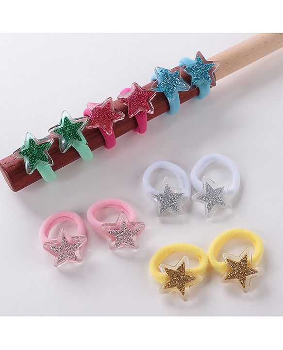 Babyhug  Free Size Star Rubber Bands  Set of 12 -  Multicolor