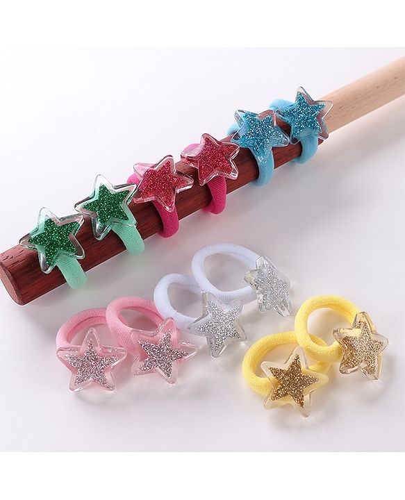 Babyhug  Free Size Star Rubber Bands  Set of 12 -  Multicolor
