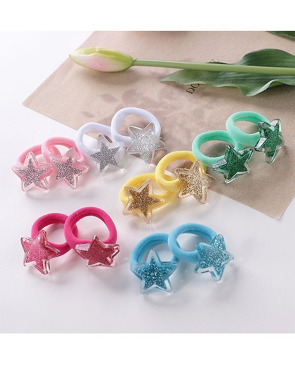 Babyhug  Free Size Star Rubber Bands  Set of 12 -  Multicolor