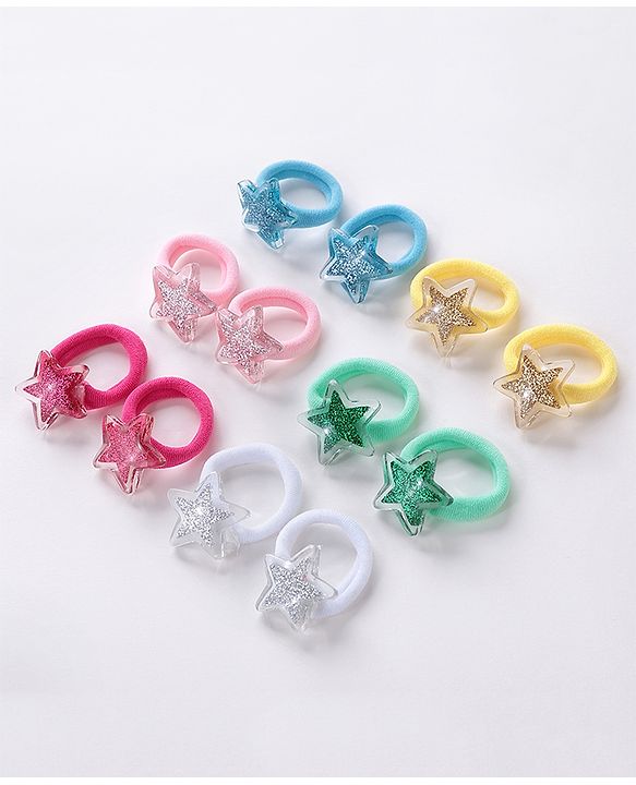 Babyhug  Free Size Star Rubber Bands  Set of 12 -  Multicolor