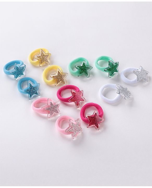 Babyhug  Free Size Star Rubber Bands  Set of 12 -  Multicolor