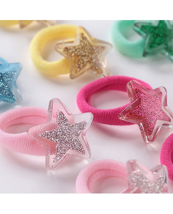 Babyhug  Free Size Star Rubber Bands  Set of 12 -  Multicolor