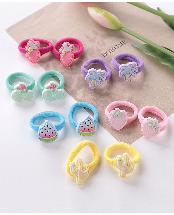 Babyhug Free Size Fruits Rubber Bands Set of 12- Multicolor