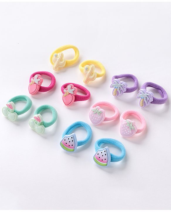 Babyhug Free Size Fruits Rubber Bands Set of 12- Multicolor