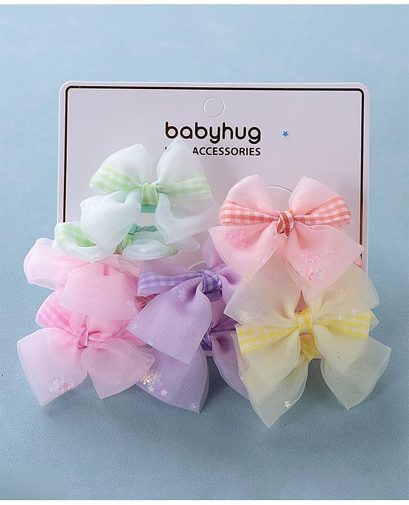 Babyhug Free Size Bow Rubber Bands  Set of 10 -  Multicolor